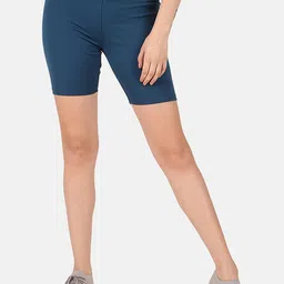 FITINC Women Navy Blue Skinny Fit High-Rise Training or Gym Sports Shorts with Antimicrobial Technology-image-15