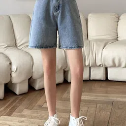 StyleCast x Revolte Women Washed Loose Fit High-Rise Denim Shorts Technology-picture-21