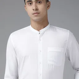Van Heusen Men White Solid Slim Fit  Mandarian Collar Casual Shirt-image-57