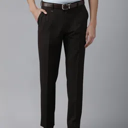 Van Heusen Men Brown Solid Slim Fit Formal Trousers-image-23