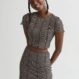 H&M Women Brown & Cream Colored Printed Short Skirt-picture-42
