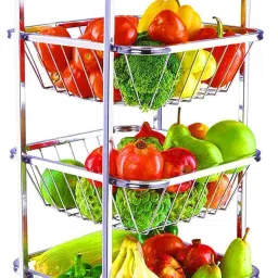 Stainless Steel Vegetable Trolley Multipurpose Kitchen Rack Trolley 4 Layer Stainless Steel Fruit & Vegetable Basket-image-50