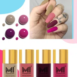 Pure Matte Nail Polish Combo Sets-4 Women Classic Touch & Lasting Style #NO466 Dark Sand, Dusky Rose, Magenta Red, Rich Maroon-image-60
