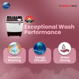 lloyd by havells 8 kg 1300 RPM, Soak Function, 3 Wash Programs, Swift Dry, Magic Filter Semi Automatic Top Load Maroon, White image 3