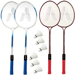 Double Shaft Badminton Racket Combo Kit Set Of 4 Racquet With 6 Pcs Shuttlecock Badminton Kit-3