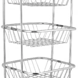 3 Layer Square Vegetable and Fruit Trolley/Basket/Stand For Modern Kitchen Storage Rack Stainless Steel Kitchen Trolley Stainless Steel Kitchen Trolley-15
