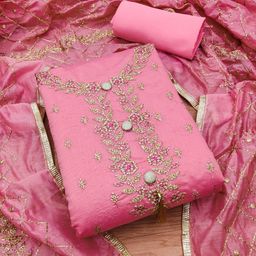 divastri Unstitched Art Silk Salwar Suit Material Embroidered-picture-20