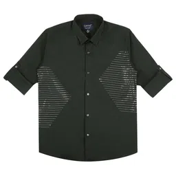 CAVIO Boys Comfort Horizontal Striped Cotton Shirt-image-44