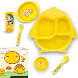 Pack of 6 PP (Polypropylene) Wild Club Baby Plate Tray Set Dinner Set-0