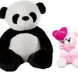 Combo Offer 3 Feet Panda Teddy Bear with 26 cm Pink I Love You Balloon - 30 cm-2