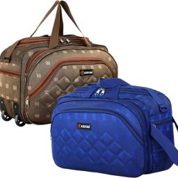 50 L Strolley Duffel Bag - Combo Set of 2, Unisex Travel Bags Light Weight Small Travel Duffel Bag - Blue, Brown - Regular Capacity-image-10