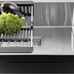 (24"X18"X10") HAND MADE KITCHEN SINK Imported Garnet Series Hand Made, Chrome Finish Stainless Steel Kitchen Sink (Size: 24X18X10, Bowl Size: 22X16) with Coupling & Fruit Basket Vessel Sink-image-47