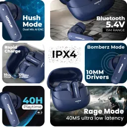 hoppup AirDoze F51 Earbuds with 40H PlayTime, 40MS Low Latency, AI ENC & 5.4v Bluetooth Headset image 2