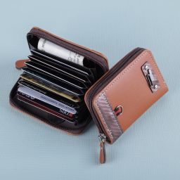 Men & Women Casual Brown Genuine Leather RFID Card Holder-image-61