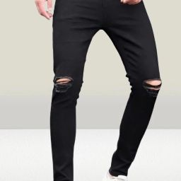 Men Slim Mid Rise Black Jeans-image-74