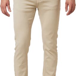 Men Slim Low Rise Beige Jeans-image-3