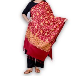Allure Motifs Wool Embroidered Men, Women Shawl-image-47