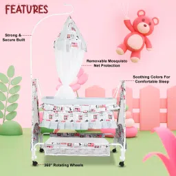 Cradle for kids cradle for baby boy and girl Cradle With Swing & Mosquito Net-1