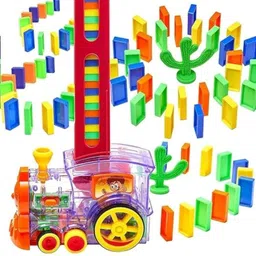 kids mandi Domino Train Set 60 Pieces | Building Blocks Game with Light and Sound Effects-picture-2