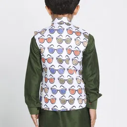 JBN Creation Boys Mandarin Collar Conversational Printed Satin Nehru Jacket image 4