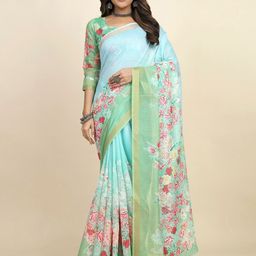 KALINI Floral Printed Zari Bagru Saree-picture-29
