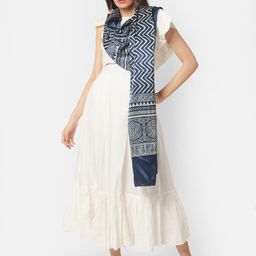 Dupatta Bazaar Navy Blue & White Printed Block Print Dupatta-6