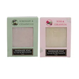 Sugandhim Set of Patchouli & Frankincense + Rose & Geranium Ayurvedic Soap - 95 g Each-5