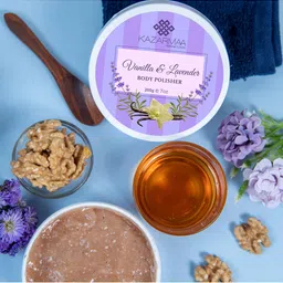 KAZARMAA Exfoliating & Relaxing Vanilla & Lavender Body Polisher Scrub With Spoon 200 g-52