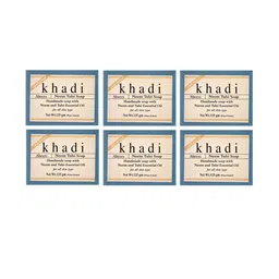 abeers Khadi Set of 6 Handmade Neem Tulsi Soaps with Essential Oils - 125 g Each-3