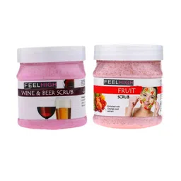 FEELHIGH Set Of 2 Mixfruit Face Scrub & Wine & Beer Face Scrub-500 ml Each-63