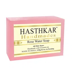 Hasthkar Set of 3 Handmade Rose Water Soap for All Skin Types - 125 g Each image 2