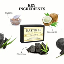 Hasthkar Set of 3 Handmade Charcoal Soaps for All Skin Types - 125 g Each image 3