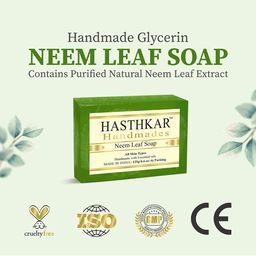 Hasthkar Set of 3 Handmade Neem Leaf Soap with Glycerin & Coconut Oil - 125 g Each image 2