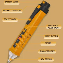 uptodatetools Non-Contact Voltage Tester with LED Flashlight, Buzzer Alarm, AC Voltage Detector Pen, Dual Range, Test Range 12V - 1000V Digital Voltage Tester image 3