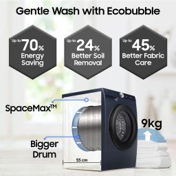 samsung 9 kg 5 Star, AI Control, AI Ecobubble, Super Speed, Wi-Fi, Hygiene Steam, Digital Inverter Motor Fully Automatic Front Load with In-built Heater Grey image 3