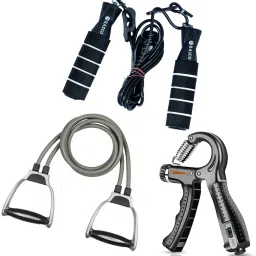 Combo of Hand Grip Strengthener with Resistance Band & Skipping Rope Fitness Accessory Kit Kit-picture-25