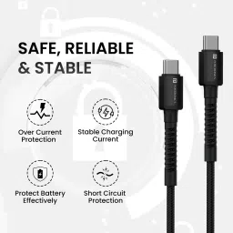 Portronics Type C 3 A 1 m Konnect X 60W Type C to Type C Fast Charging Cable image 2