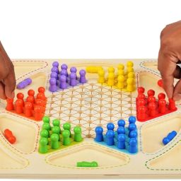 Ludo Board & Chinese Checkers (2-in-1) Flying Chess Board Game for Kids Educational Board Games-image-44