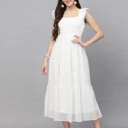 Women Fit and Flare White Ankle Length Dress-image-91