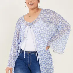 CURVE BY KASSUALLY Floral Printed Tie-Up Shrug image 1