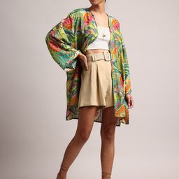 ZACCAI Printed Longline Bohemian Shrug-17