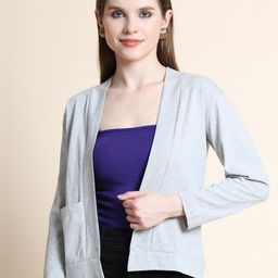 TEEMOODS Women Grey Melange Monochrome Shrug-50