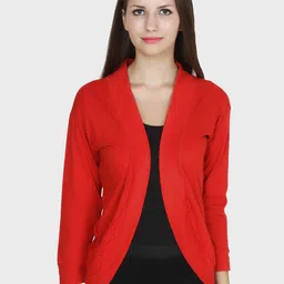 TEEMOODS Women Red Monochrome Shrug-image-99