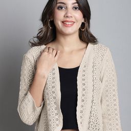 Dressitude Women Self Design Cotton Open Front Shrug-42