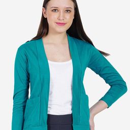 TEEMOODS Women Open Front Pocket Detailing Cotton Shrug-35