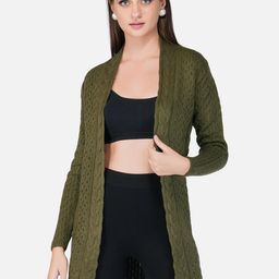 JoE Hazel Women Green Cable Knit Shrug-image-87