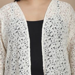 Rute Plus Size Self Design Longline Cotton Open Front Shrug image 2