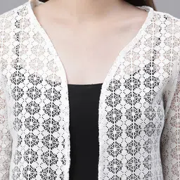 UnaOne Self Design Open Front Cotton Shrug image 3