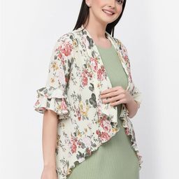 LELA Floral Printed Longline Asymmetric Open Front Shrug image 3