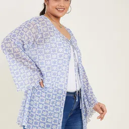 CURVE BY KASSUALLY Floral Printed Tie-Up Shrug image 3